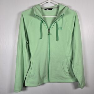 The North Face Womens Mint Green Polartec Fleece Zip-Up Jacket Size M Hooded